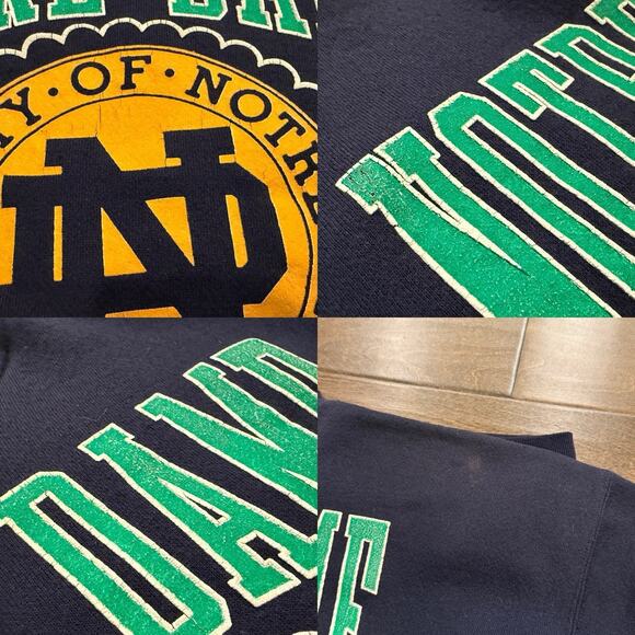 Vintage 90s Logo 7 Heavyweight Mens Navy Notre Dame Fighting Irish Sweatshirt XL - Picture 13 of 13